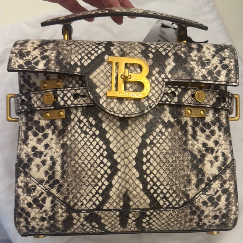 Balmain Black and Gold Satchel with Signature Logo